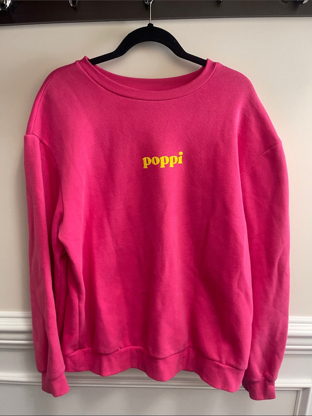 Poppi  Bright Pink Crewneck with Yellow poppi Logo